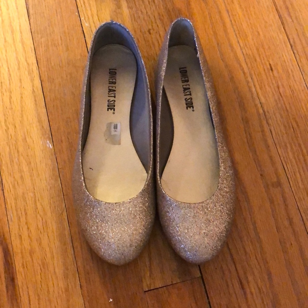 Gold sparkly flats